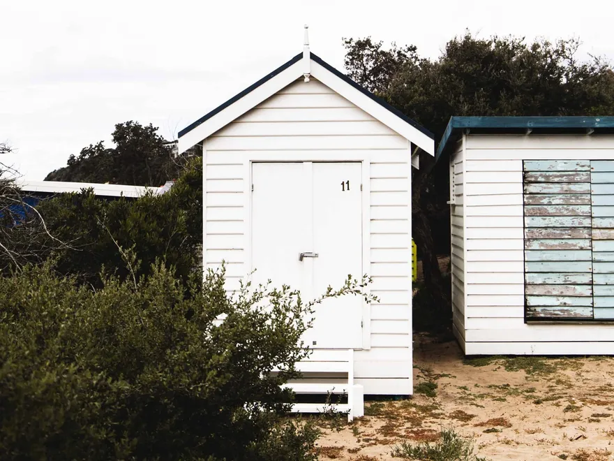 White painted shed