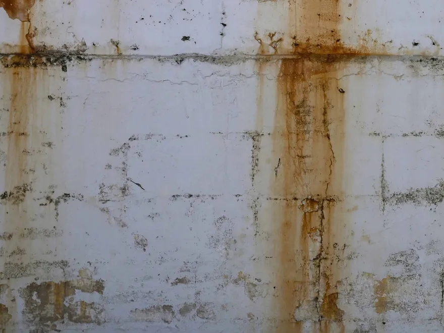 Water stain on a white-painted wall
