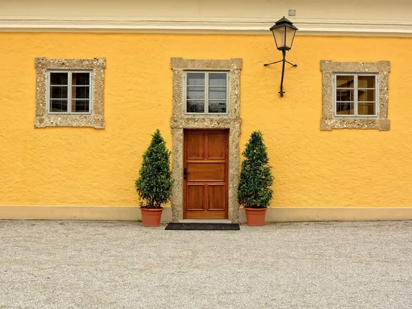 Front door with a woodgrain finish
